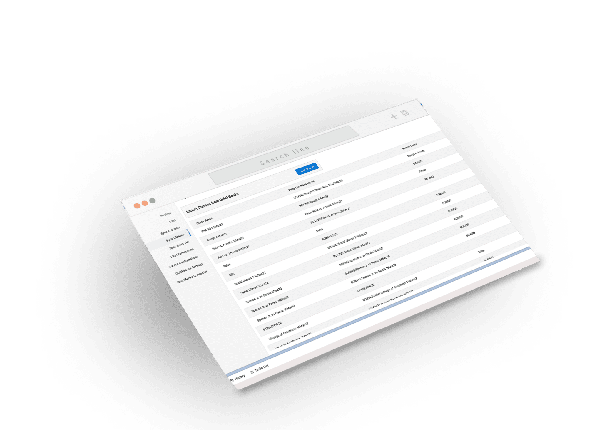 QuickBooks class tracking from Salesforce with Tally