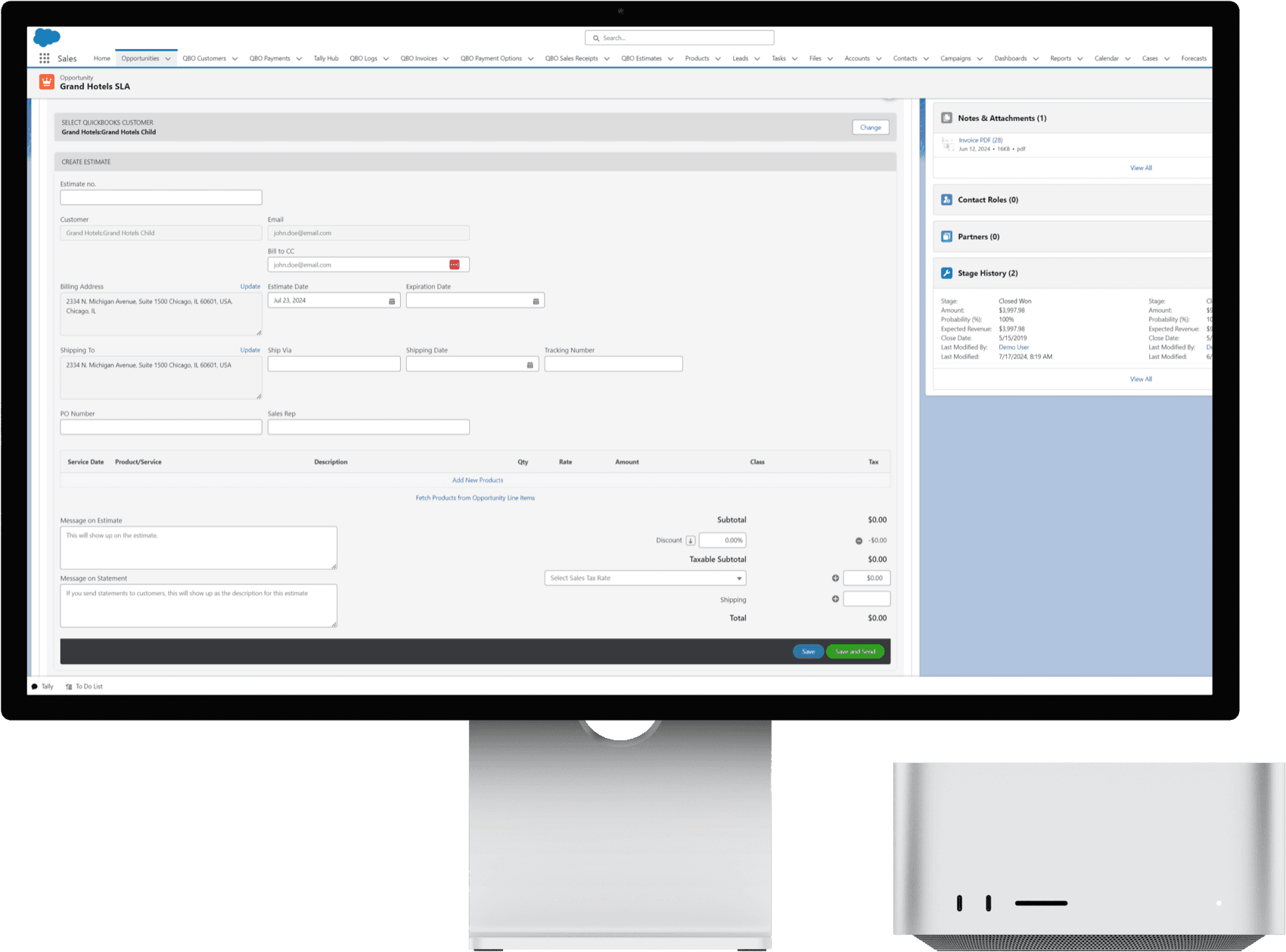 Create estimate screen in Tally