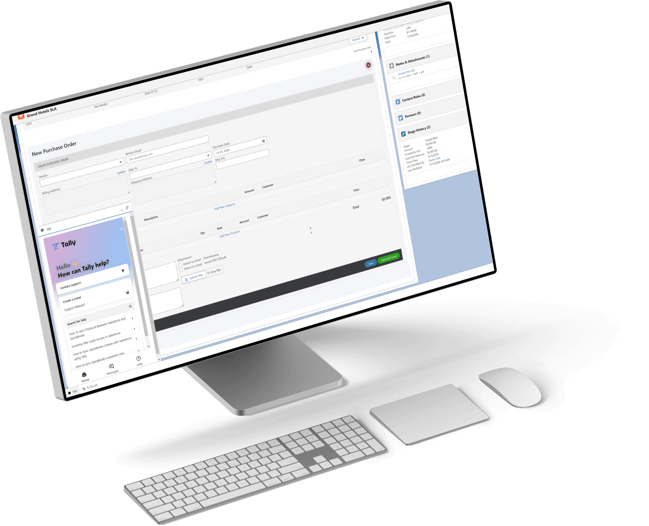 Tally running inside Salesforce on a Pro Display XDR