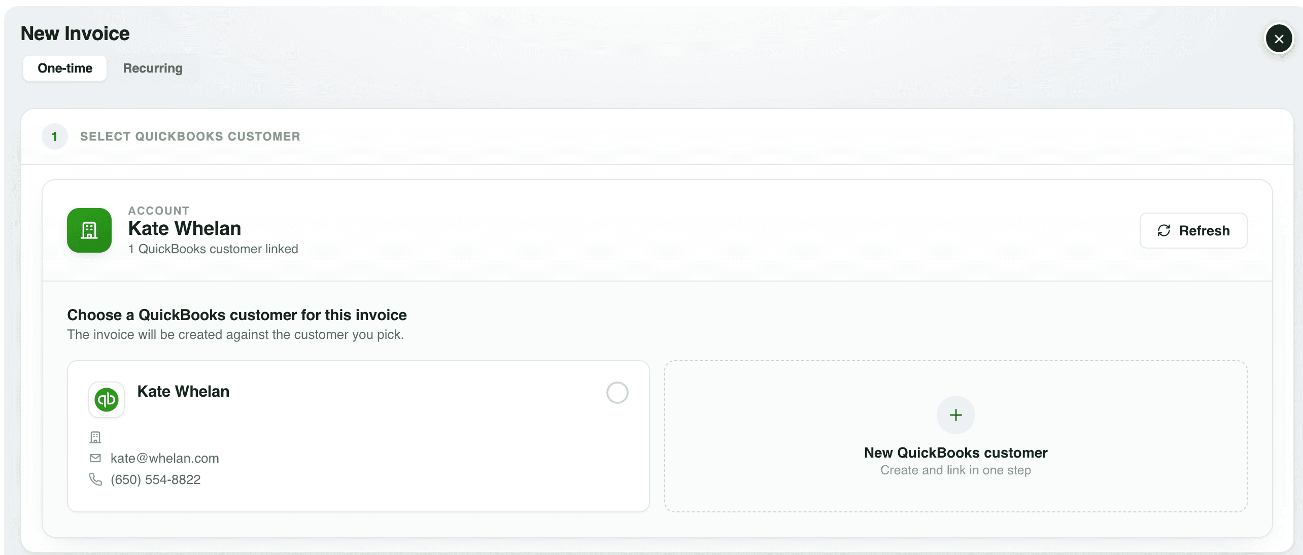 Selecting a QuickBooks customer when generating an invoice in Tally