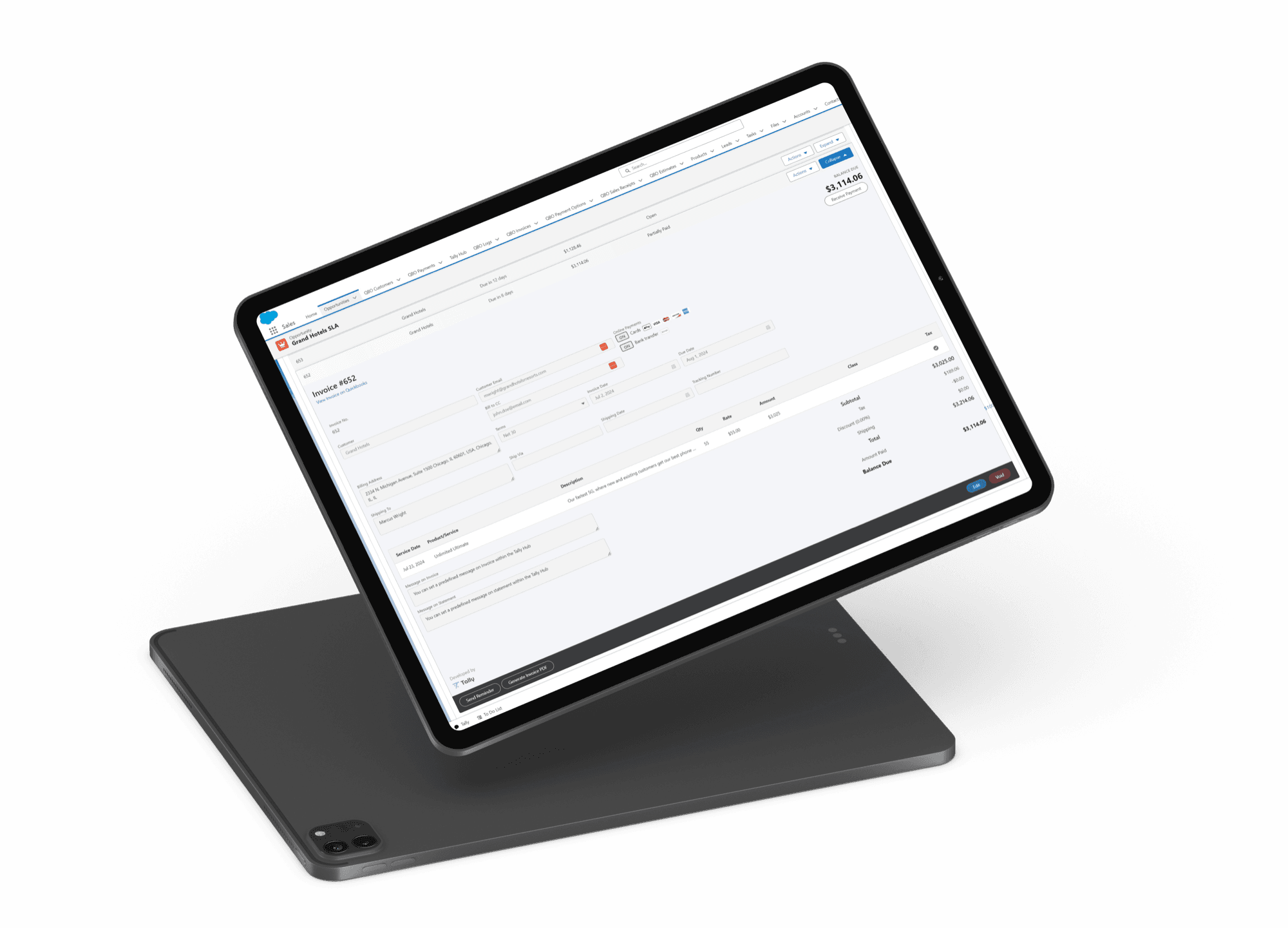 Tally invoicing inside Salesforce